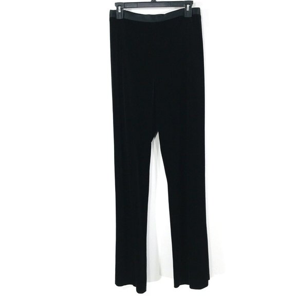 NEW JS Collections Women's16 Black Velvet Pants Lord & Taylor Side Zip Stretch - Picture 2 of 8